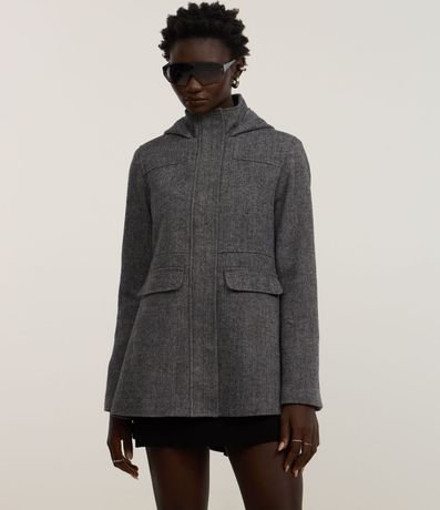 Saco Alargado en Polyvelour Espina de Pez con Bolsillos 4