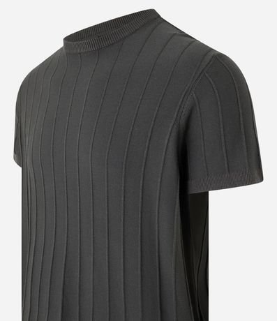 Remera Slim en Viscosa con Textura de Rayas y Manga Corta 5