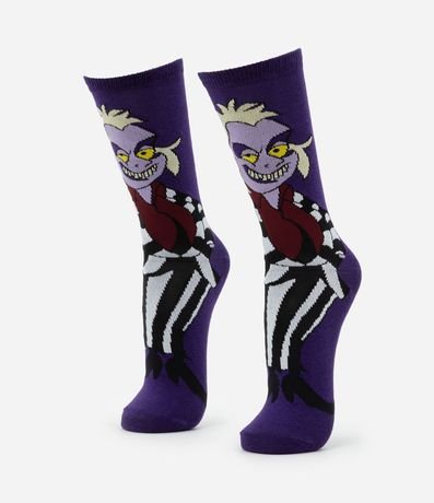 Media Caña Larga en Algodón con Estampa de Beetlejuice