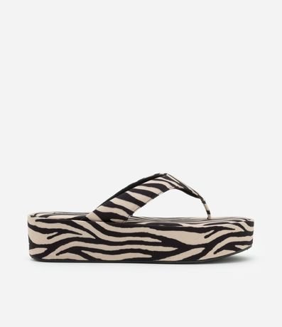 Sandalia Ojota Flatform Estampa Animal Print Zebra