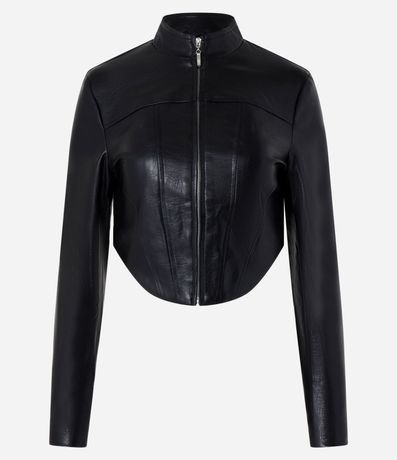 Campera Corsetada en PU con Cremallera y Ruedo Redondeado 6