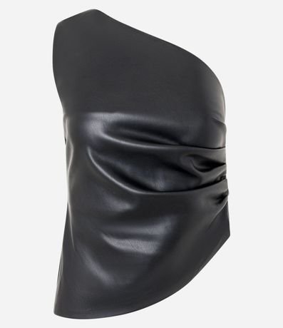 Blusa Hombro Único en PU con Franzidos Laterales 5