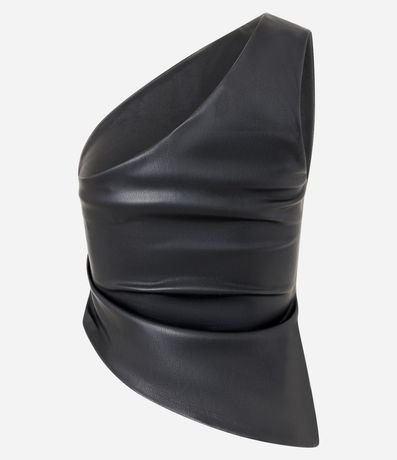 Blusa Hombro Único en PU con Franzidos Laterales 6