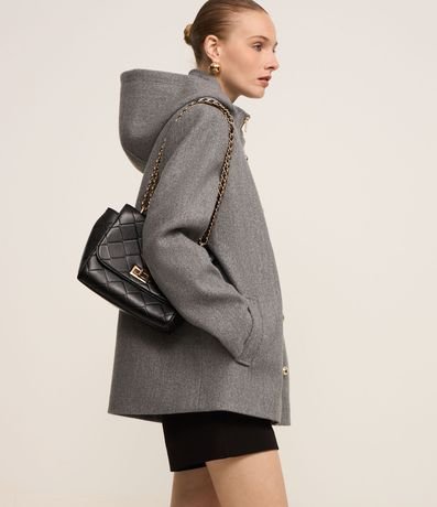 Saco en Polivelour con Capucha y Abotonado Traspasado 5