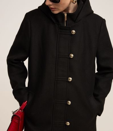 Saco en Polivelour con Capucha y Abotonado Traspasado 5