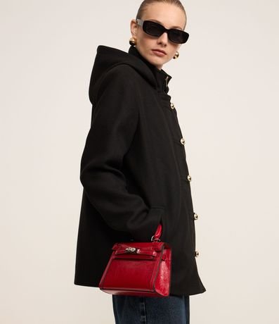 Saco en Polivelour con Capucha y Abotonado Traspasado 6