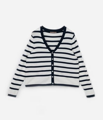 Cardigan en Punto Leve Listrado Curve & Plus Size 4