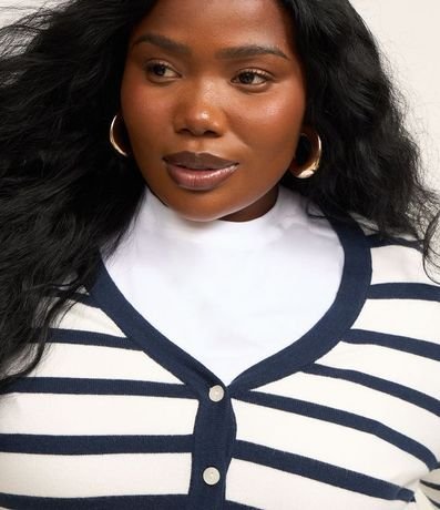 Cardigan en Punto Leve Listrado Curve & Plus Size 2