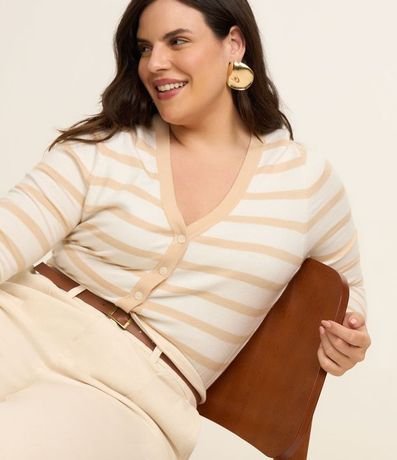 Cardigan de Punto Liviano Rayado Curve & Plus Size