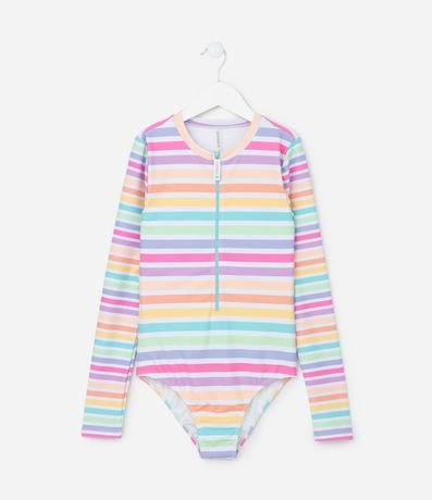 Malla Infantil con Protección UV y Estampa Rayada - Talle 5 a 14 años