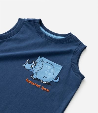 Musculosa Infantil con Pequeño Bolsillo con Estampado de Dino -Talle 1 a 4 años 4