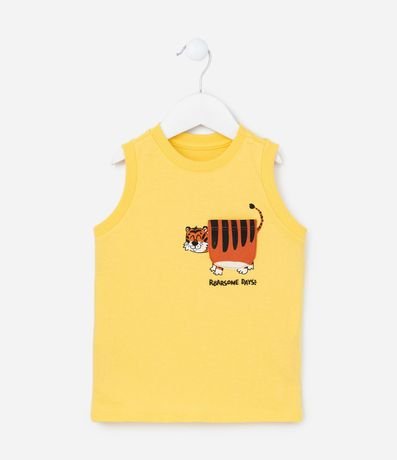 Musculosa Infantil con Bolsillo con Estampa de Tigre - Talle 1 a 4 años