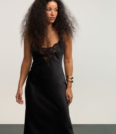 Vestido New Midi en Satén con Detalle de Encaje en el  Busto 5