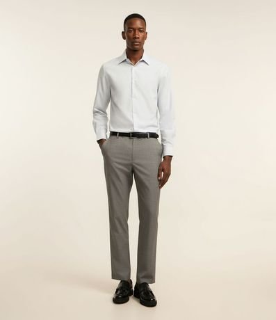 Camisa Regular en Microfibra con Cuello Inglés y Manga Larga