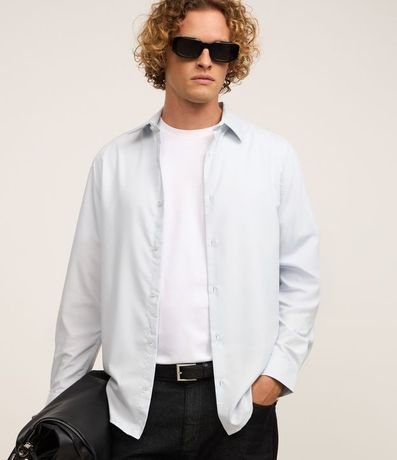 Camisa Regular en Microfibra con Cuello Inglés y Manga Larga
