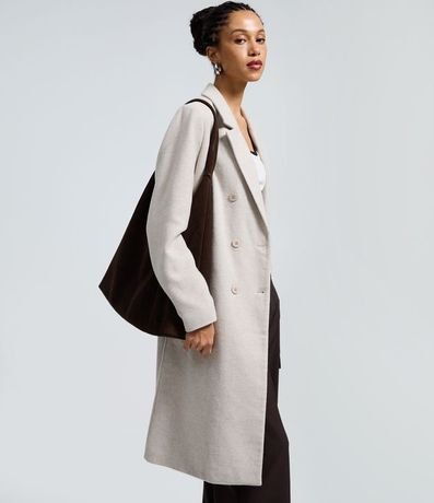 Saco Largo en Polivelour con Botones y Bolsillos Delanteros 2