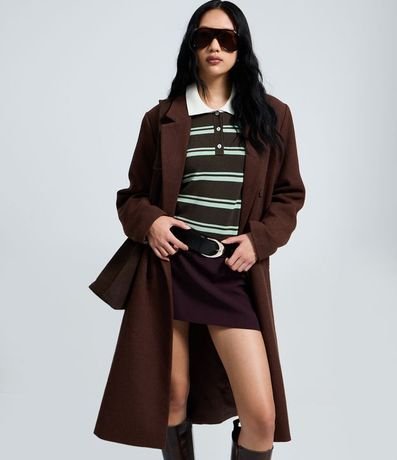 Saco Largo en Polivelour con Botones y Bolsillos Delanteros 2