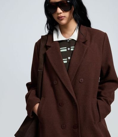 Saco Largo en Polivelour con Botones y Bolsillos Delanteros 3