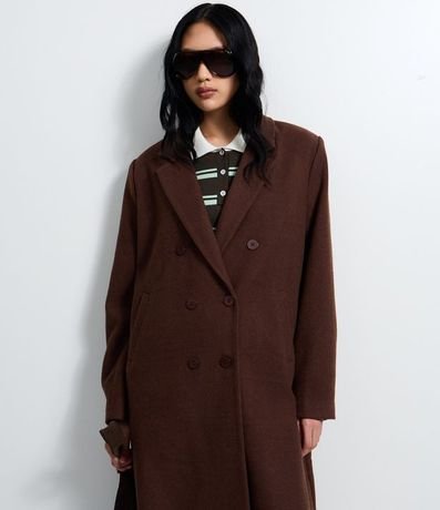 Saco Largo en Polivelour con Botones y Bolsillos Delanteros 4
