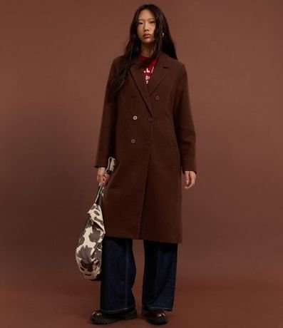 Saco Largo en Polivelour con Botones y Bolsillos Delanteros 5