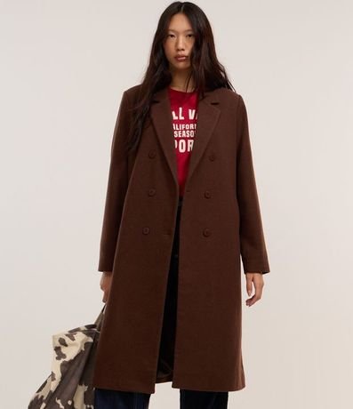 Saco Largo en Polivelour con Botones y Bolsillos Delanteros 3