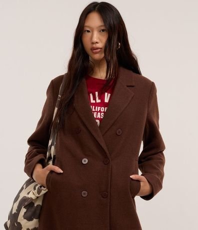 Saco Largo en Polivelour con Botones y Bolsillos Delanteros 4