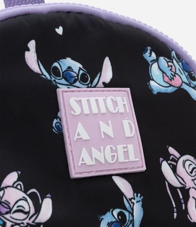 Mochila Infantil con Pequeño Bolsillo y Estampa Stitch y Angel - Talle único 4