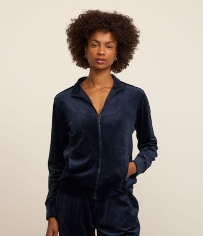 Campera en Microfibra con Cuello Alto y Cremallera 2