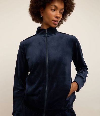 Campera en Microfibra con Cuello Alto y Cremallera 4