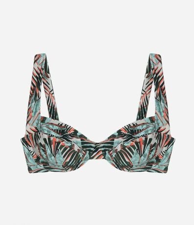 Bikini Top Media Copa en Microfibra con Follajes Estampados 5