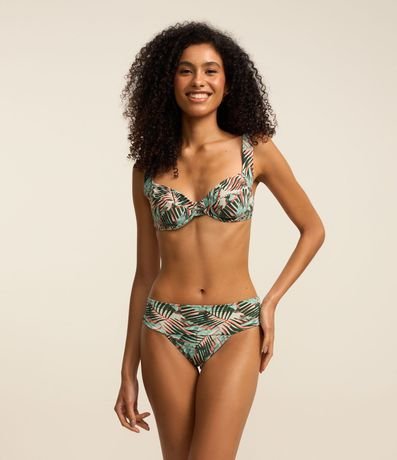 Bikini Top Media Copa en Microfibra con Follajes Estampados 2