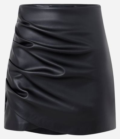 Pollera corta en PU con Textura y Fruncido 6