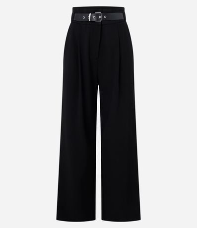 Pantalón Recto Sastrería en Viscosa con Cintura Ancha y Cinturón 7