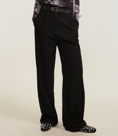 Pantalón Recto Sastrería en Viscosa con Cintura Ancha y Cinturón 5