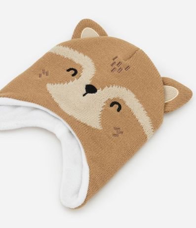 Gorro Infantil en Punto con Orejitas y Estampa Zorro - Talle único 2