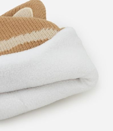 Gorro Infantil en Punto con Orejitas y Estampa Zorro - Talle único 3