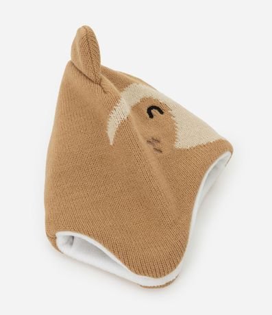 Gorro Infantil en Punto con Orejitas y Estampa Zorro - Talle único 4