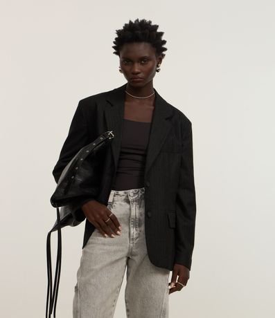 Blazer Oversized Sastre con Estampa Raya de tiza