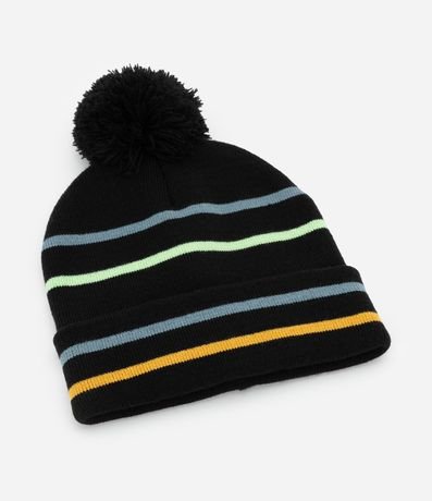 Gorro Infantil con Pompón y Rayas - Talle U