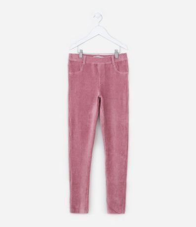 Pantalón Legging Infantil en Terciopelo con Bolsillos Fake - Talle 5 a 14  Anos