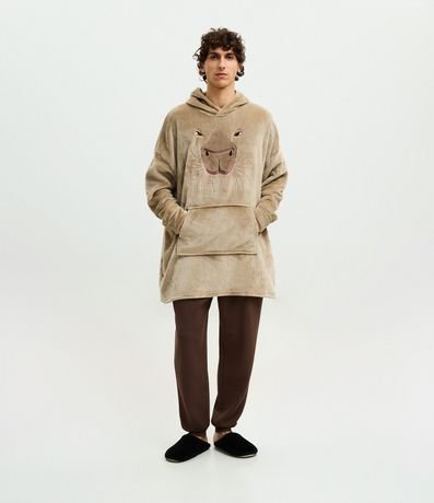 Pijama saco en Fleece con Capucha y Estampa Capivara 2