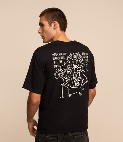 Remera Boxy en Algodón con Estampa Banda de Perros