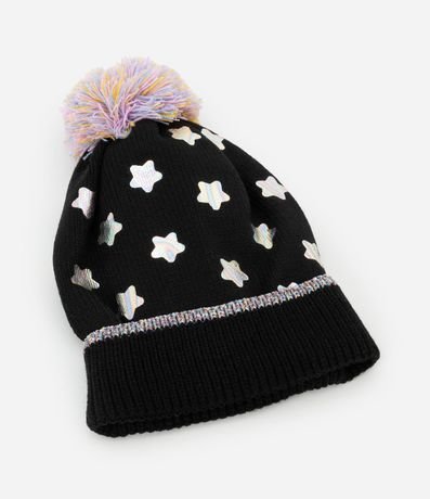 Gorro Infantil en Punto con Estampa de Estrellas Metalizadas - Tamaño único