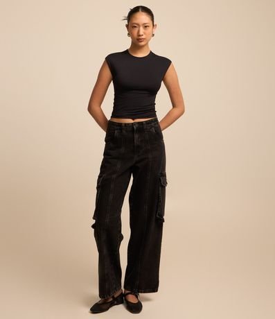 Pantalón Recto en Jeans con Bolsillos Cargo y Friso Delantero 2