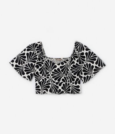 Blusa Cropped Viscolino Estampa Abstracta Curve & Plus Size 5