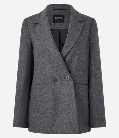 Blazer alargado en Polivelour de Cuadros con Botones 4