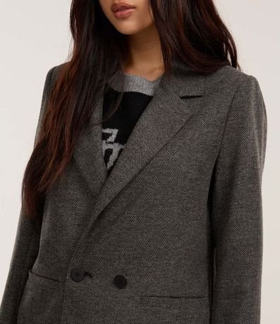 Blazer alargado en Polivelour de Cuadros con Botones 3