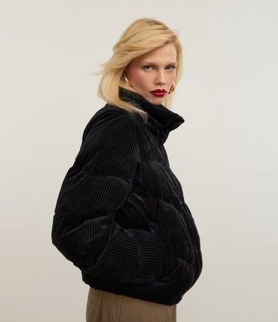 Jaqueat Puffer en Terciopelo Cotelê con Cuello Alto