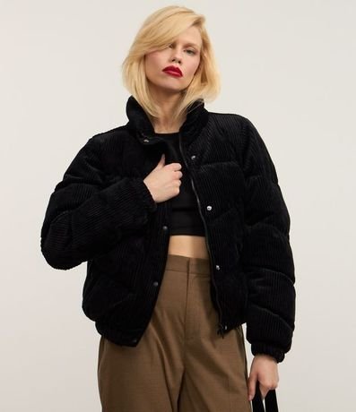 Jaqueat Puffer en Terciopelo Cotelê con Cuello Alto 3