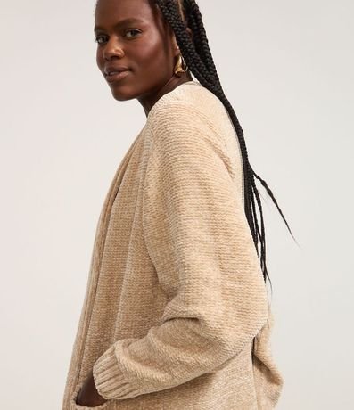 Cardigan Alargado en Chenille Canalé con Bolsillos Delanteros 3